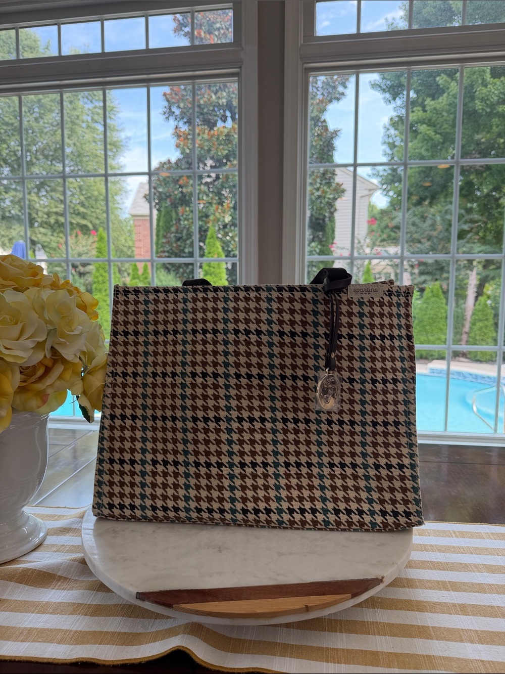Spartina 449 Houndstooth Tote in Black, White & Tan